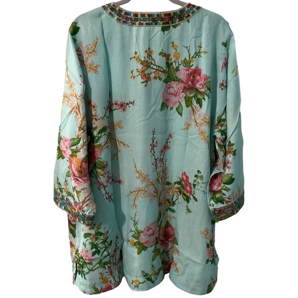 New Soft Surroundings Size 3X Mirielle Floral Embroidered Tunic Beachy Boho - Picture 3 of 9